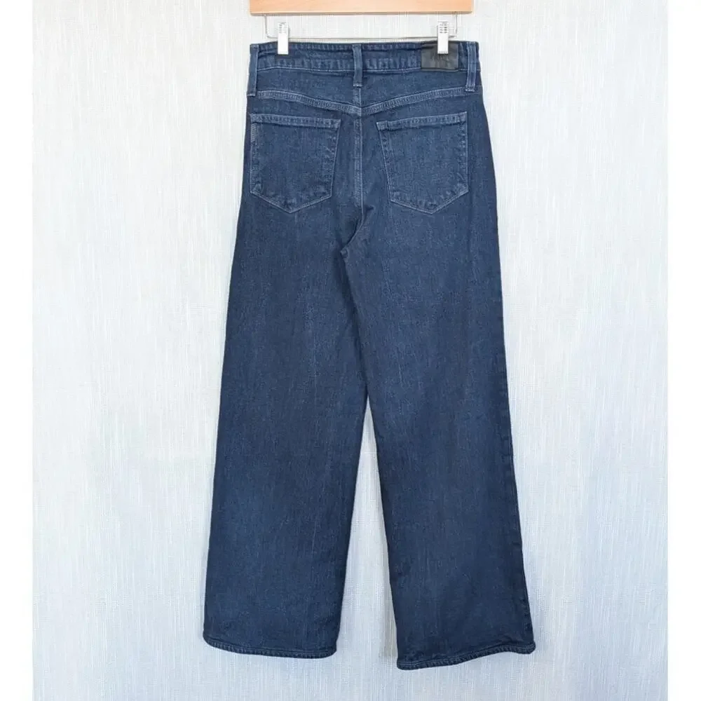 Paige Sasha Distressed Wide Leg Cotton Jeans Womens 28 Blue High-rise Wide Leg